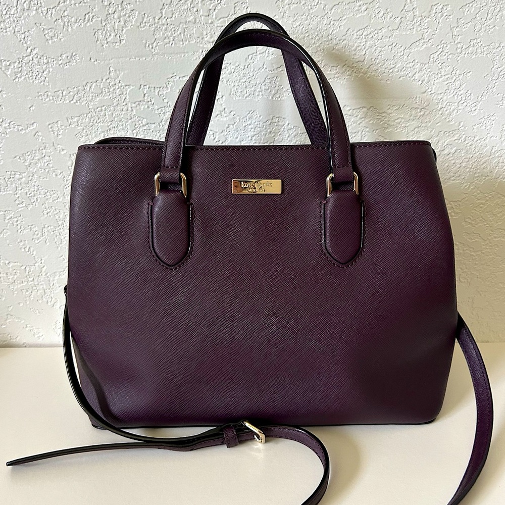 Kate Spade Burgundy Laurel Way Evangelie Structured Satchel Tote Crossbody Bag